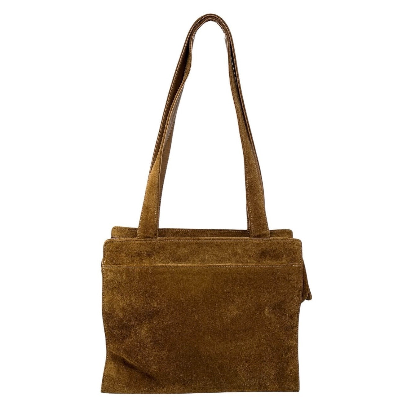 CHANEL Vintage CC Mark Logo Turnlock Tote Shoulder Bag Brown Silver Suede