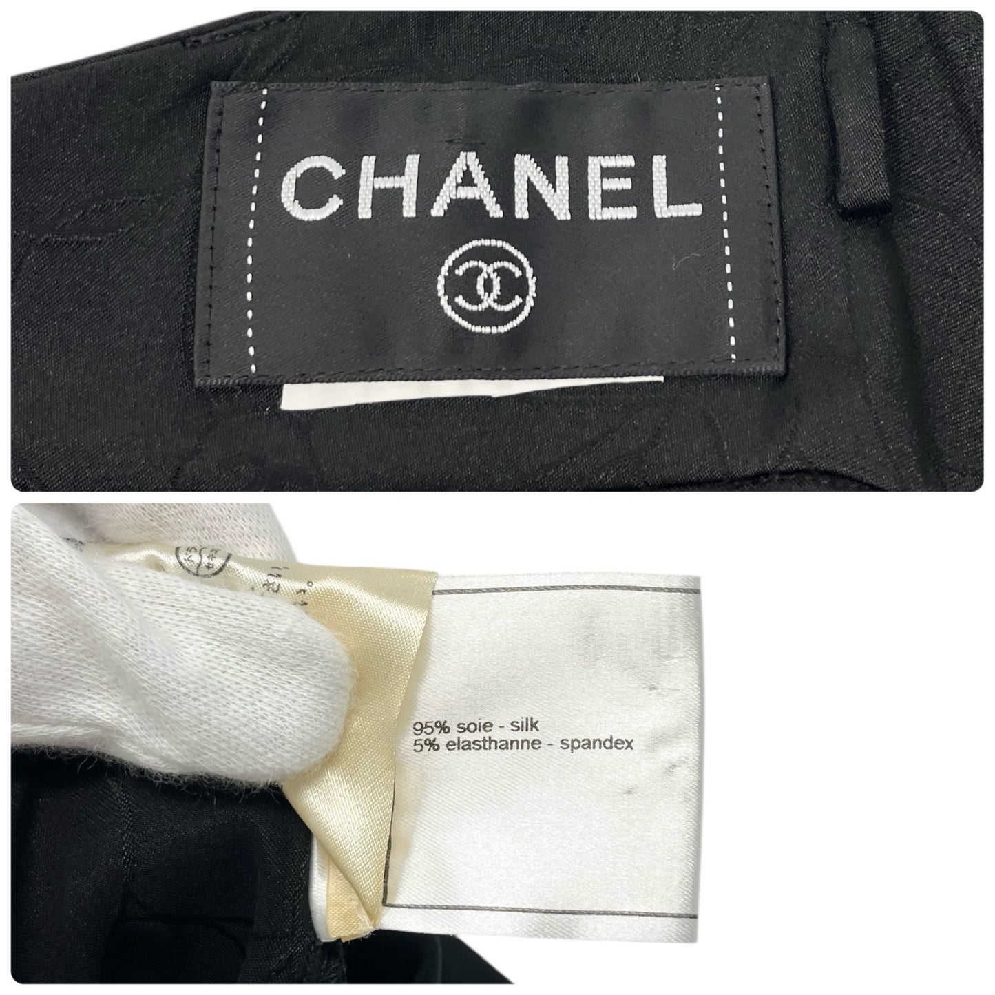 CHANEL Vintage 01P CC Logo Dress One-piece Flower Camellia Button Black Silk
