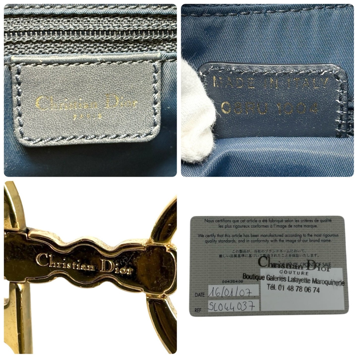 Christian Dior Vintage 2004 Trotter Monogram Saddle Bag Dark Blue Gold Canvas