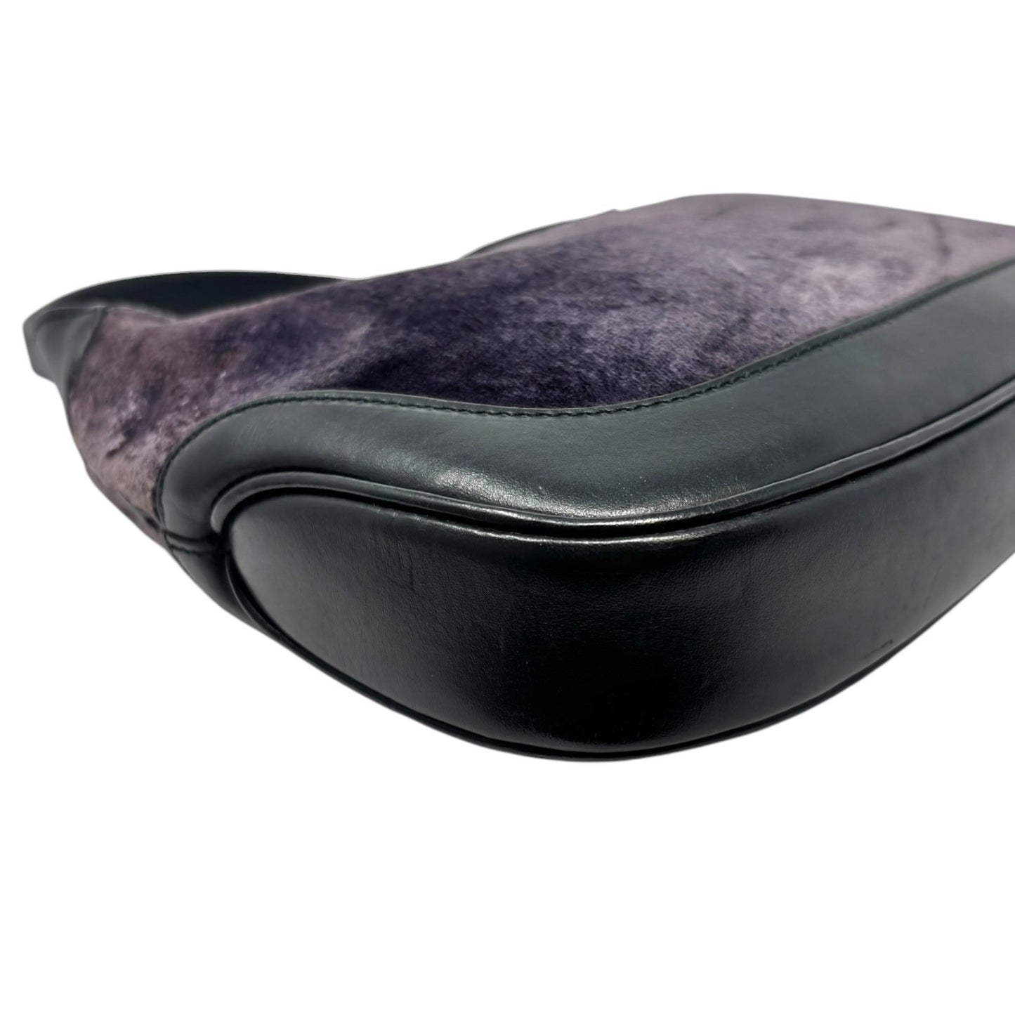 GUCCI Vintage Logo Jackie Velour Shoulder Bag Handbag Purple Black 902061