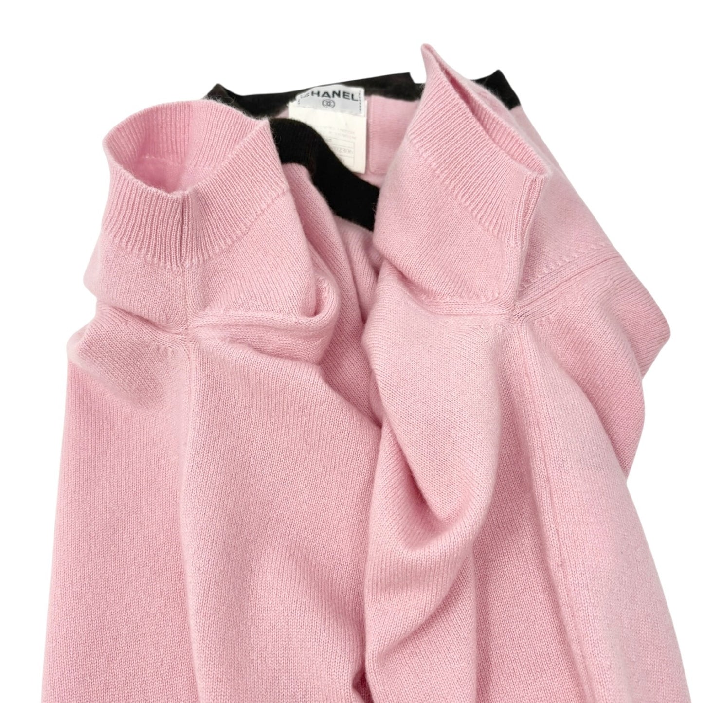 CHANEL Vintage 96A CC Logo Button Cashmere Knit Top T-shirt #36 Pink Brown