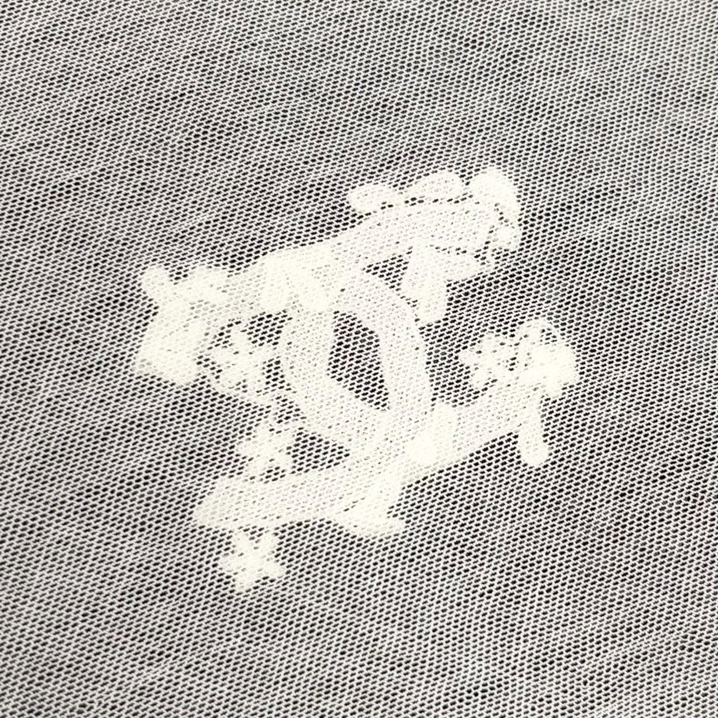 CHANEL Vintage 04P CC Logo No.5 Mesh Overlay Top #42 Gray Lace 901865