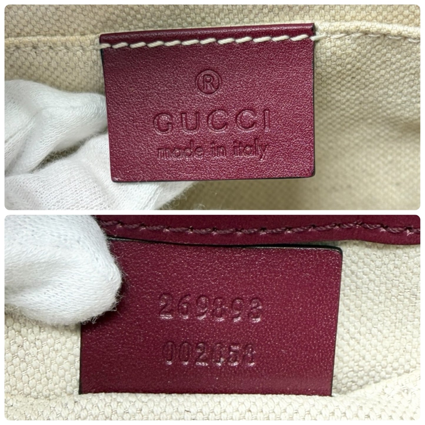GUCCI Vintage GG Logo Monogram Canvas Mayfair Shoulder Bag Beige Pink Ribbon