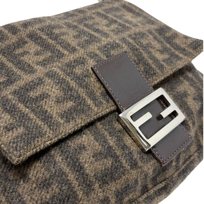 FENDI Vintage FF Zucca Cashmere Mamma Baguette Shoulder Bag Brown 902093