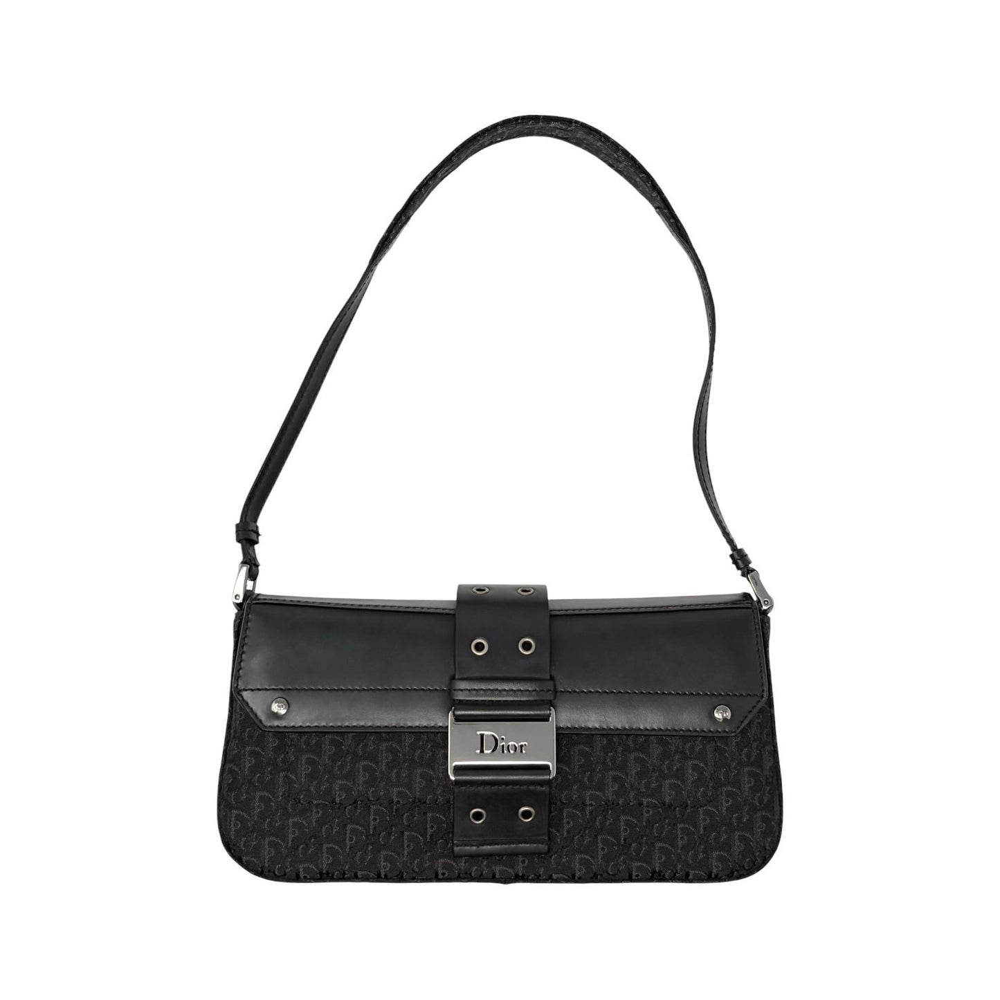 Christian Dior Vintage Street Chic Trotter Monogram Shoulder Bag Black 901846