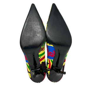 Dior Vintage 2004 Rasta Mania Pumps Heels #39.5 US 9.5 Multicolor Cotton Rank AB