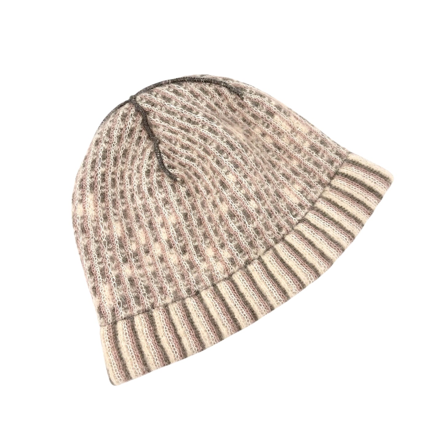 LOUIS VUITTON Vintage Knit Cap Beanie Hat Mohair Wool Gray Multicolor LV Logo