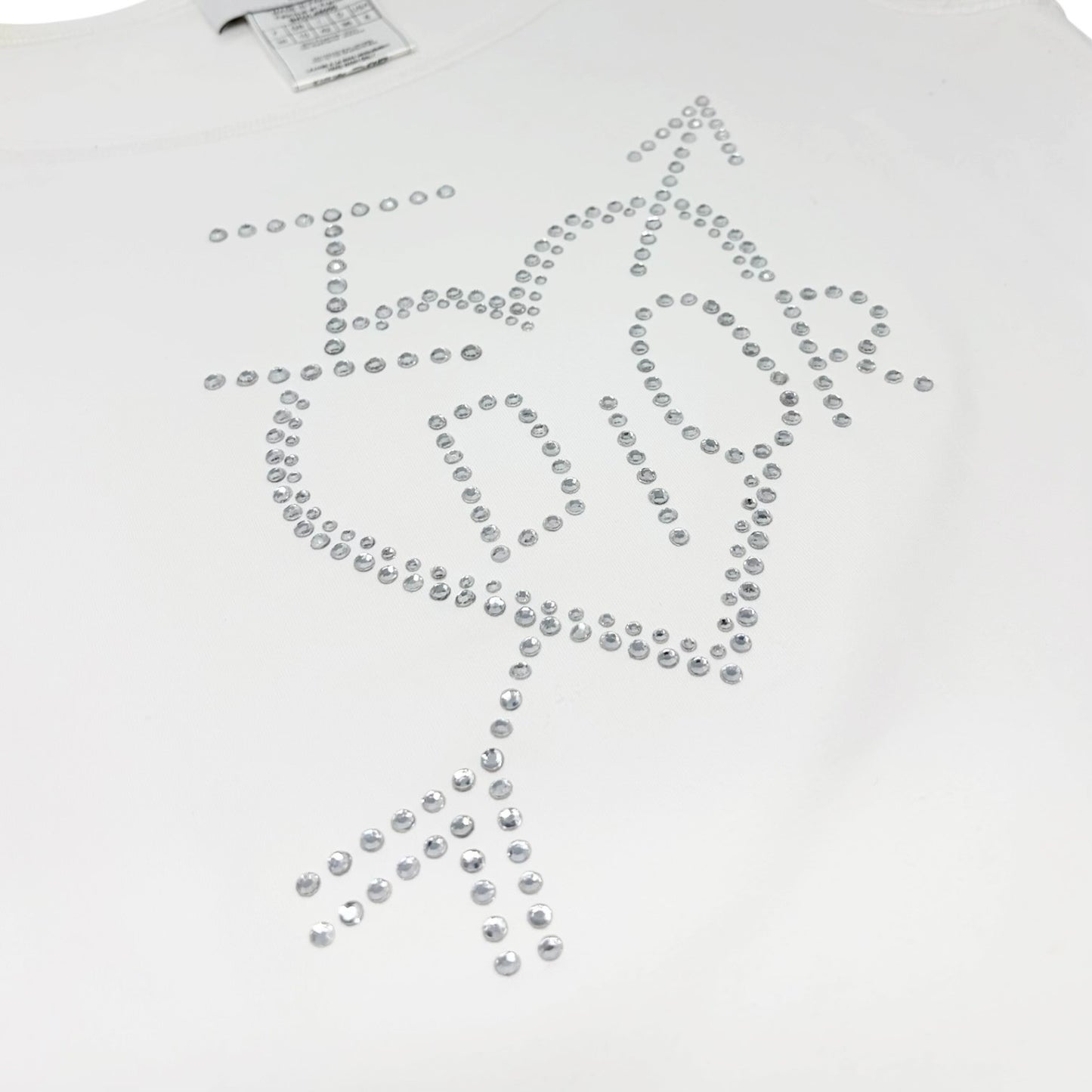 Dior Vintage 2004 I Love Dior Logo Rhinestone Tank Top #38 White Nylon 901806