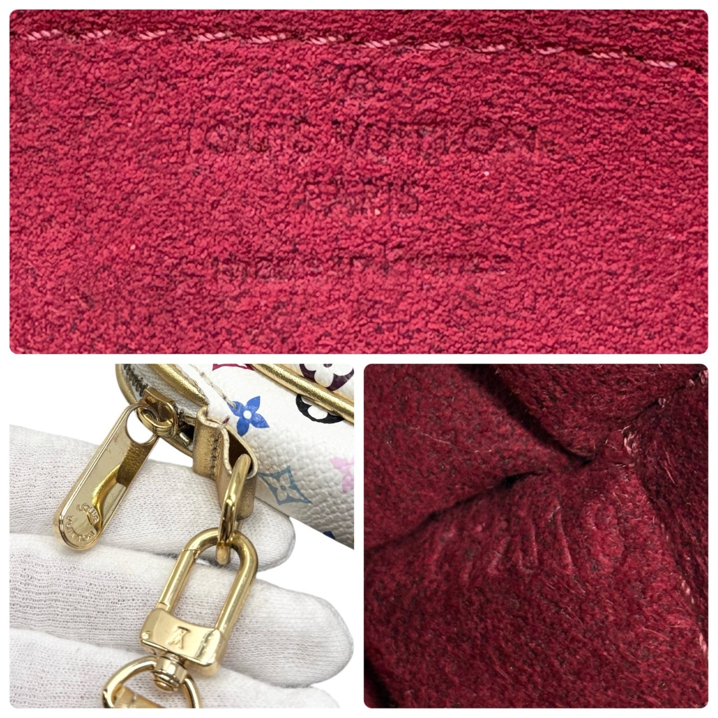 LOUIS VUITTON Vintage Monogram Multicolor Mini Pouch Bag Leather White 902414