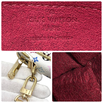 LOUIS VUITTON Vintage Monogram Multicolor Mini Pouch Bag Leather White 902414