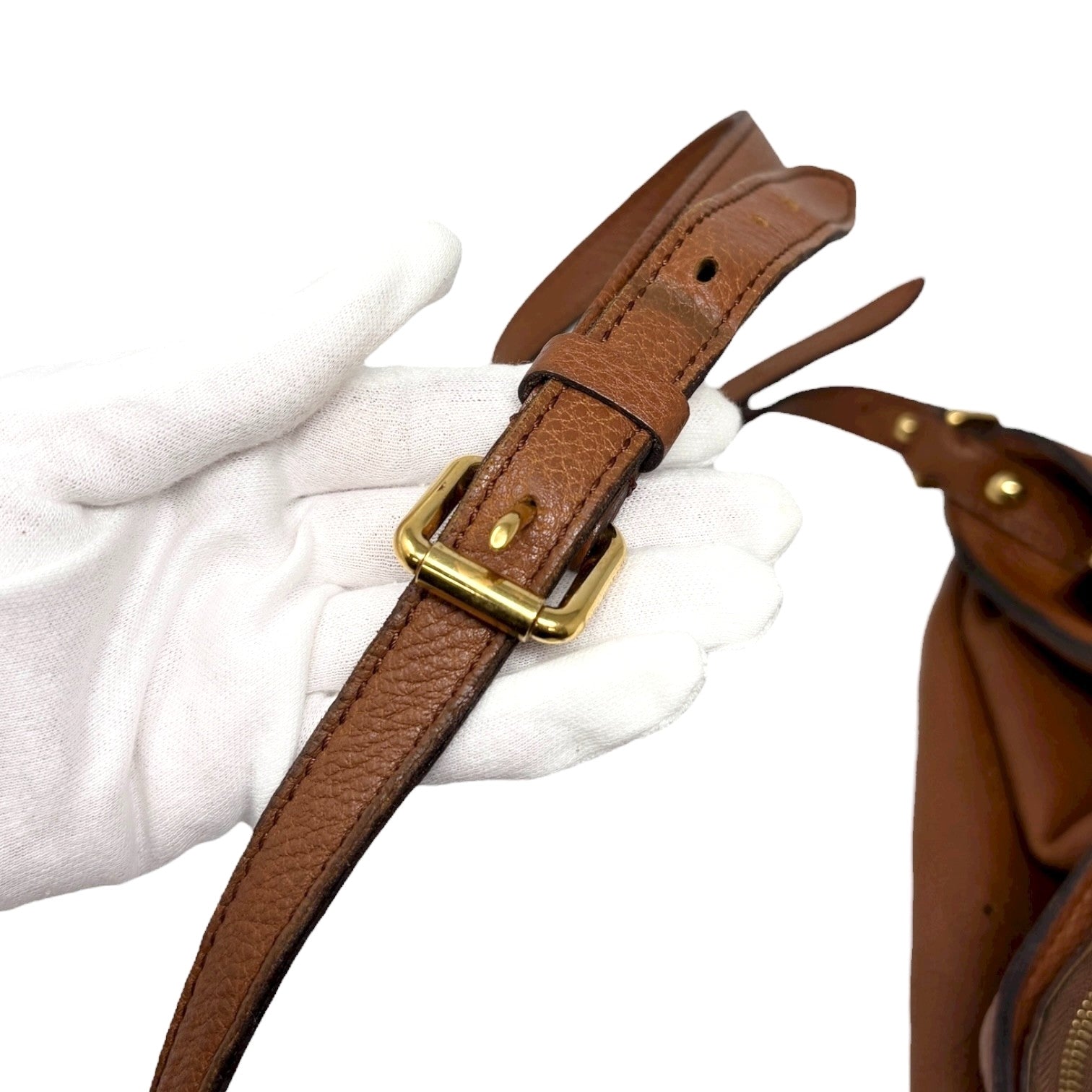 LOUIS VUITTON Vintage LV Monogram Mahina Crossbody Bag Brown Gold Leather