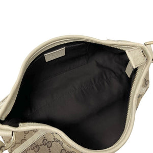 GUCCI Vintage GG Monogram Logo Shoulder Bag Zip Beige Silver Canvas Pochette