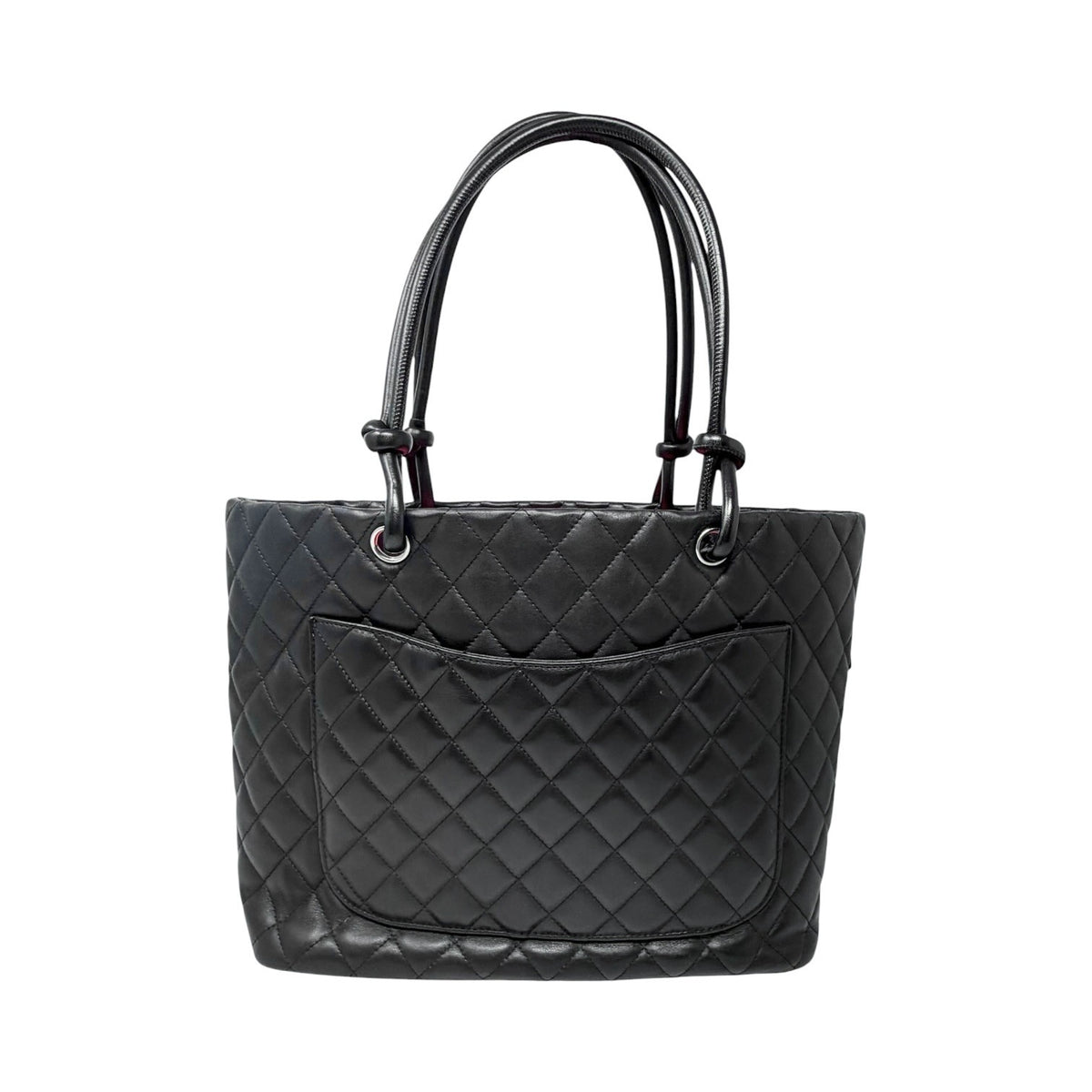 CHANEL Vintage Cambon Line CC Logo Quilted Shoulder Tote Bag Black 902456