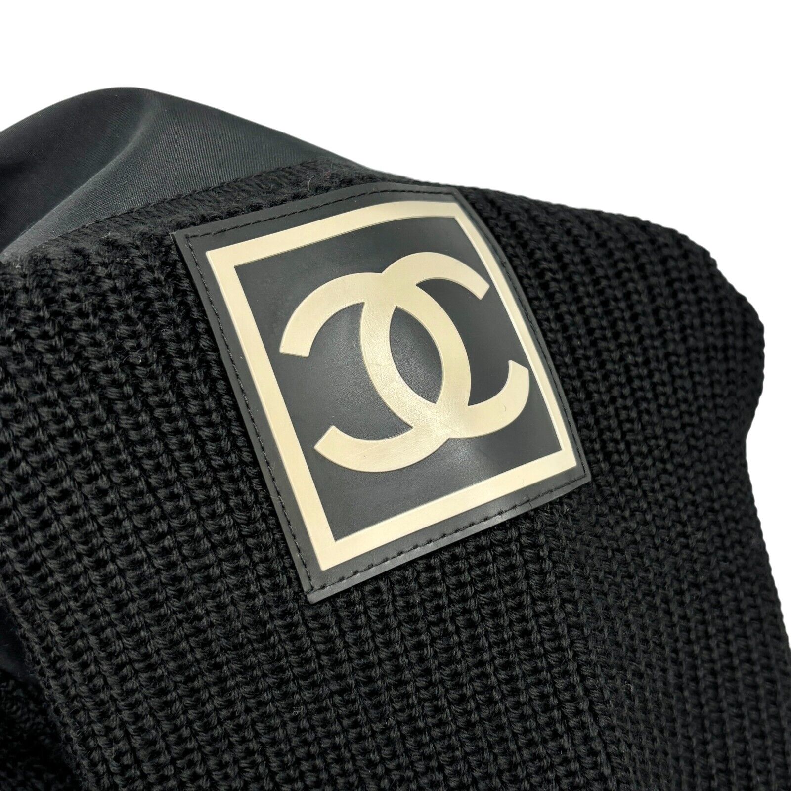 CHANEL Sport Vintage 02A CC Logo Zipped Jacket #38 Black Wool Pocket Rank AB