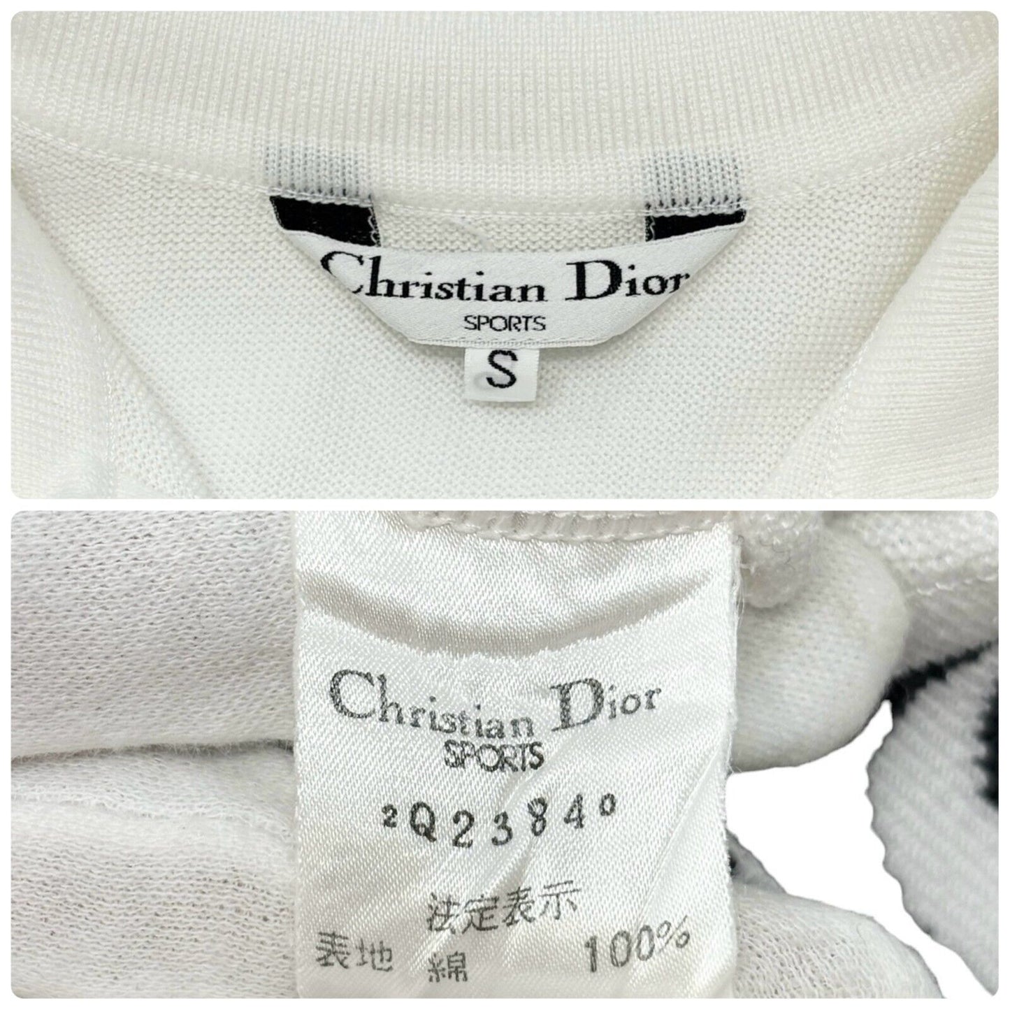 Christian Dior Sports Vintage Big Logo Sleeveless Top #S White Cotton Rank AB