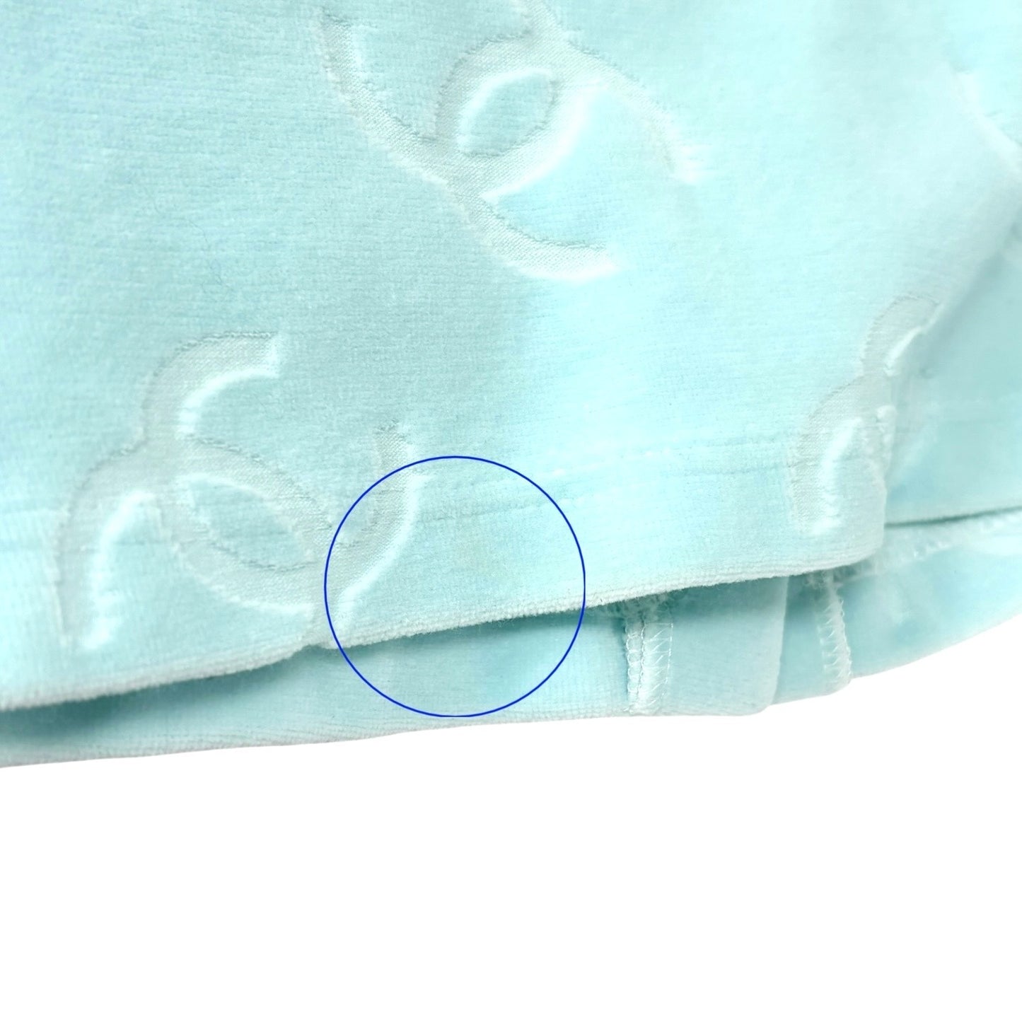 CHANEL Vintage 96A CC Logo Snap Button Velour Shirt Top #38 Light Blue