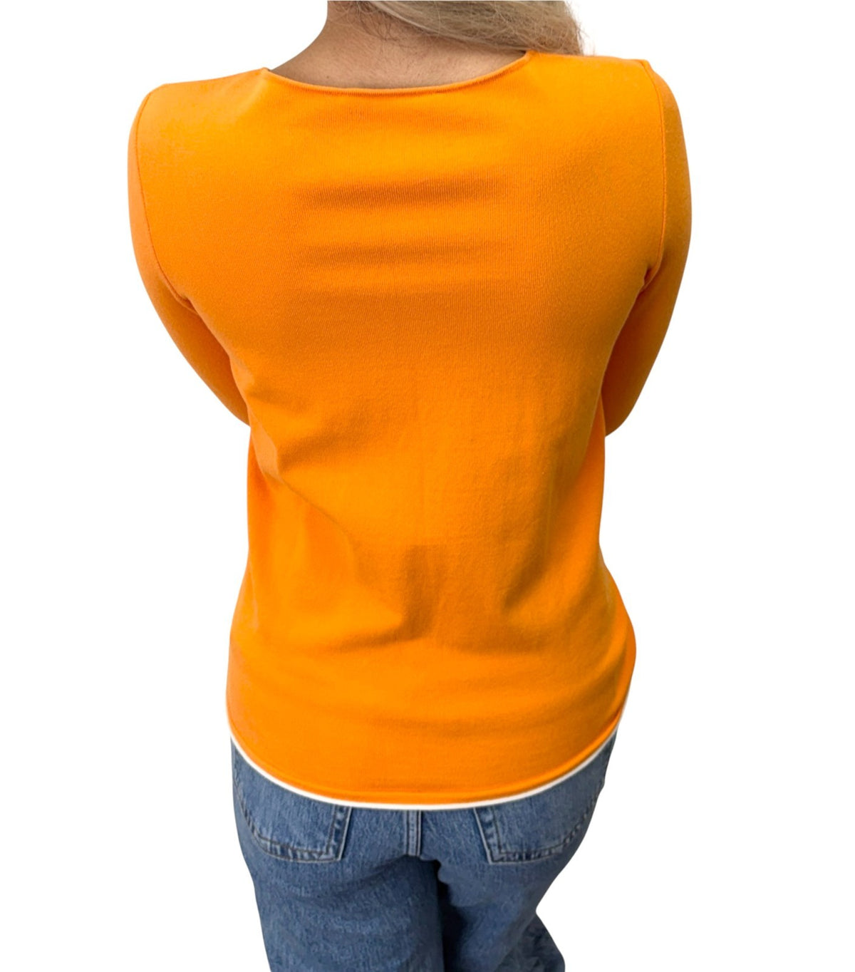 CHANEL Vintage P43225 CC Logo Zip Knit Cardigan Top #34 Orange Silver 902840