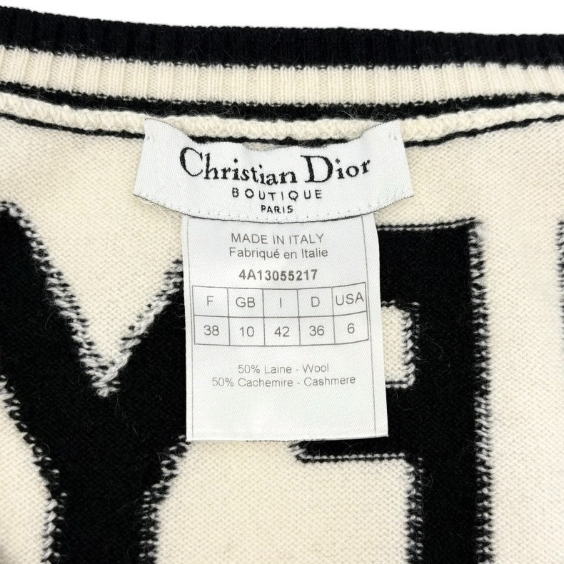 Christian Dior Vintage 2004 I Love Dior Knit Tank Top #38 Cream Black 902841
