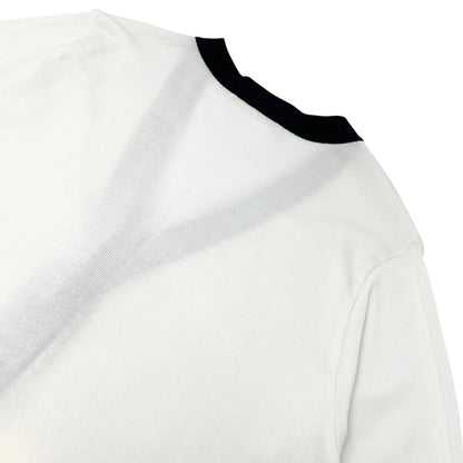 CHANEL Vintage CC Logo Button Cardigan Sweater Top #34 White Black 106908