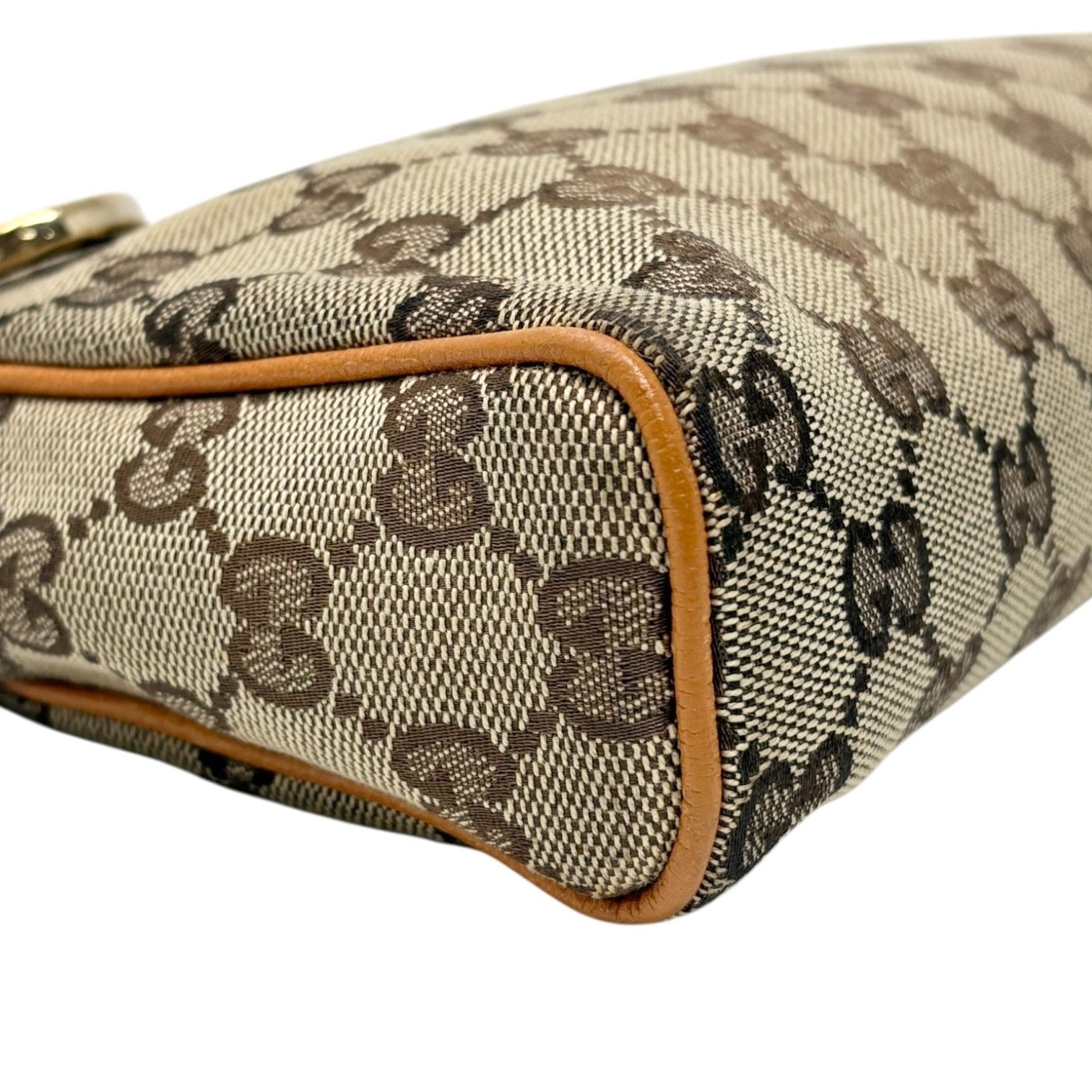 GUCCI Vintage GG Monogram Abbey Mini Shoulder Bag Pochette Camel Brown Canvas