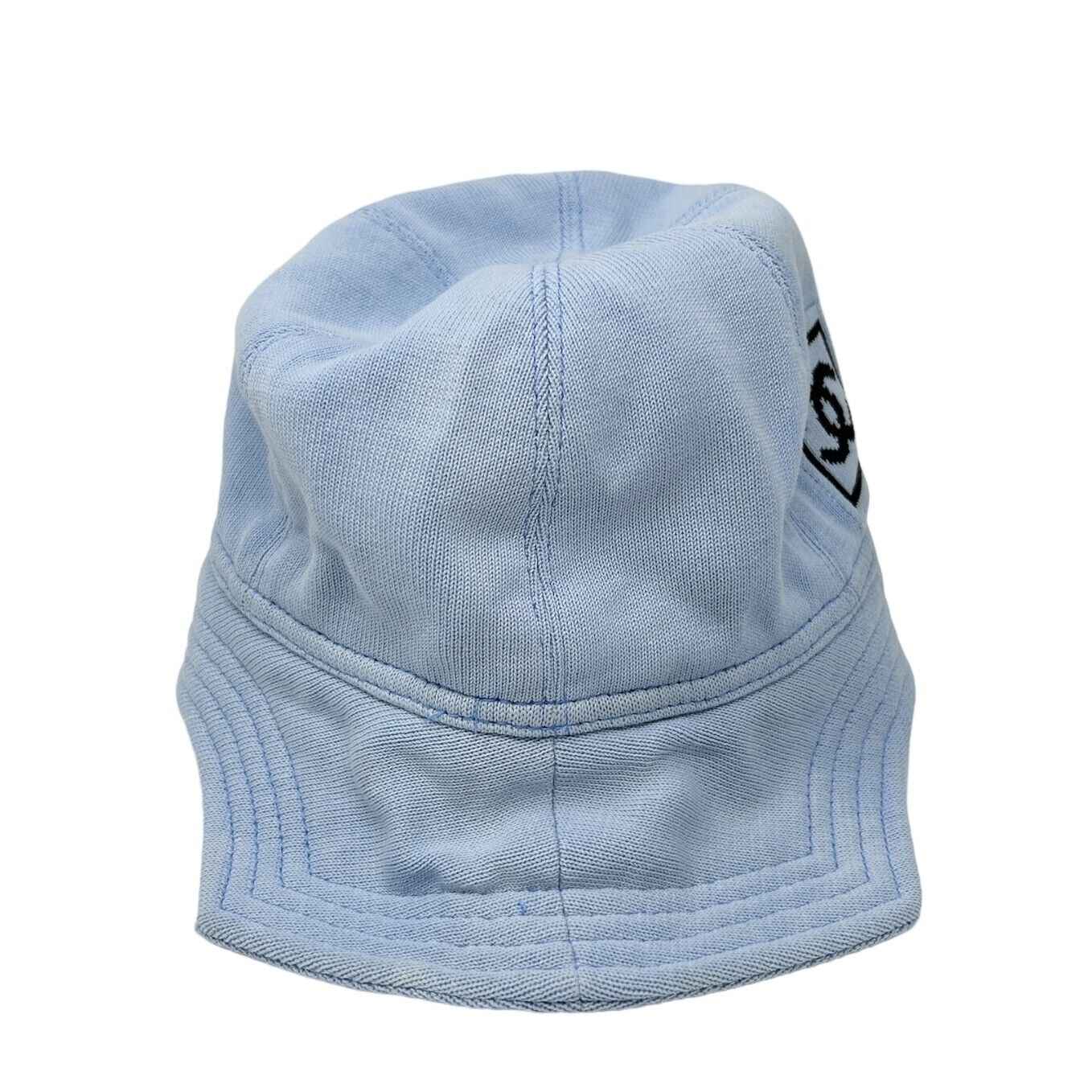 CHANEL Sport 03A Vintage CC Mark Logo Bucket Hat #M Light Blue Cotton RankAB