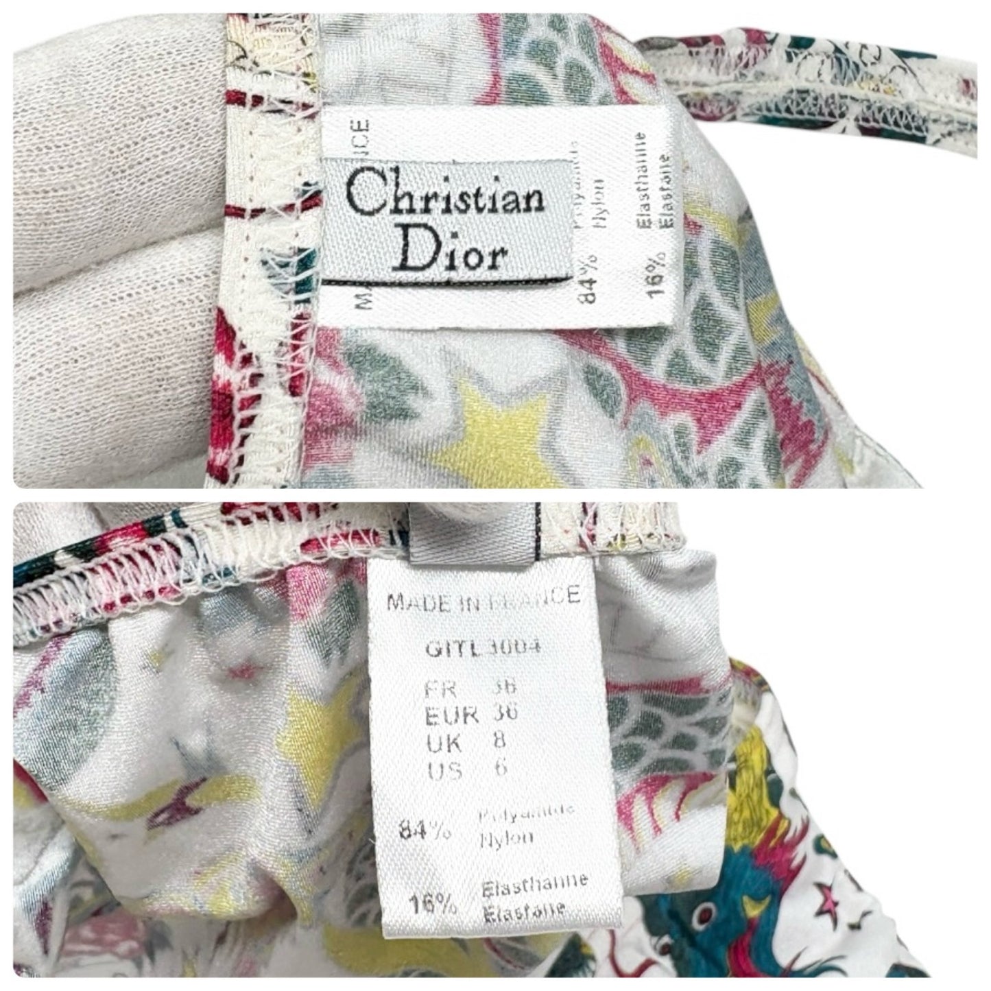 Christian Dior Vintage Logo Tattoo Print Bikini Swimwear #38 Multicolor 901861