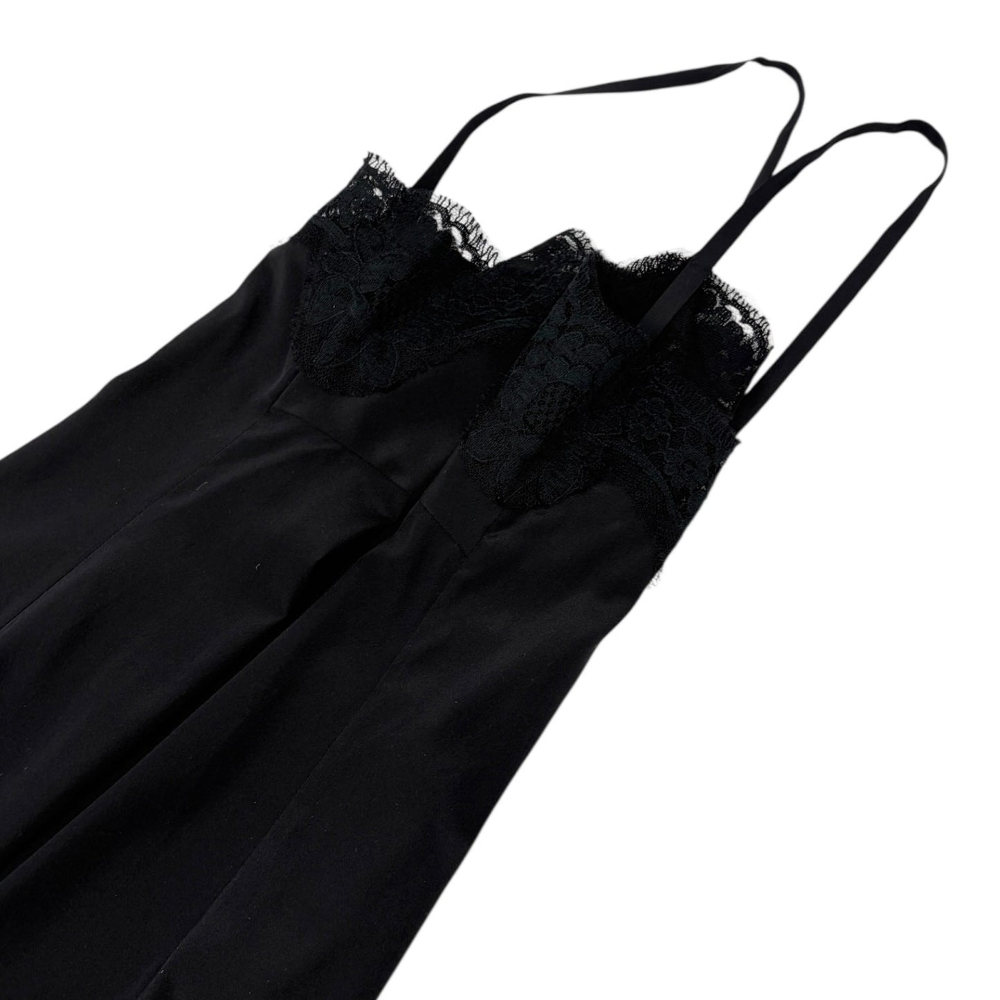 DOLCE&GABBANA Vintage Midi Floral Lace Camisole Dress #44 Black Cotton