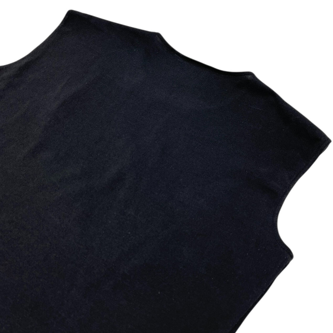 CHANEL Vintage 01P CC Camellia Logo Knit Sleeveless Top #38 Black Cotton Flower