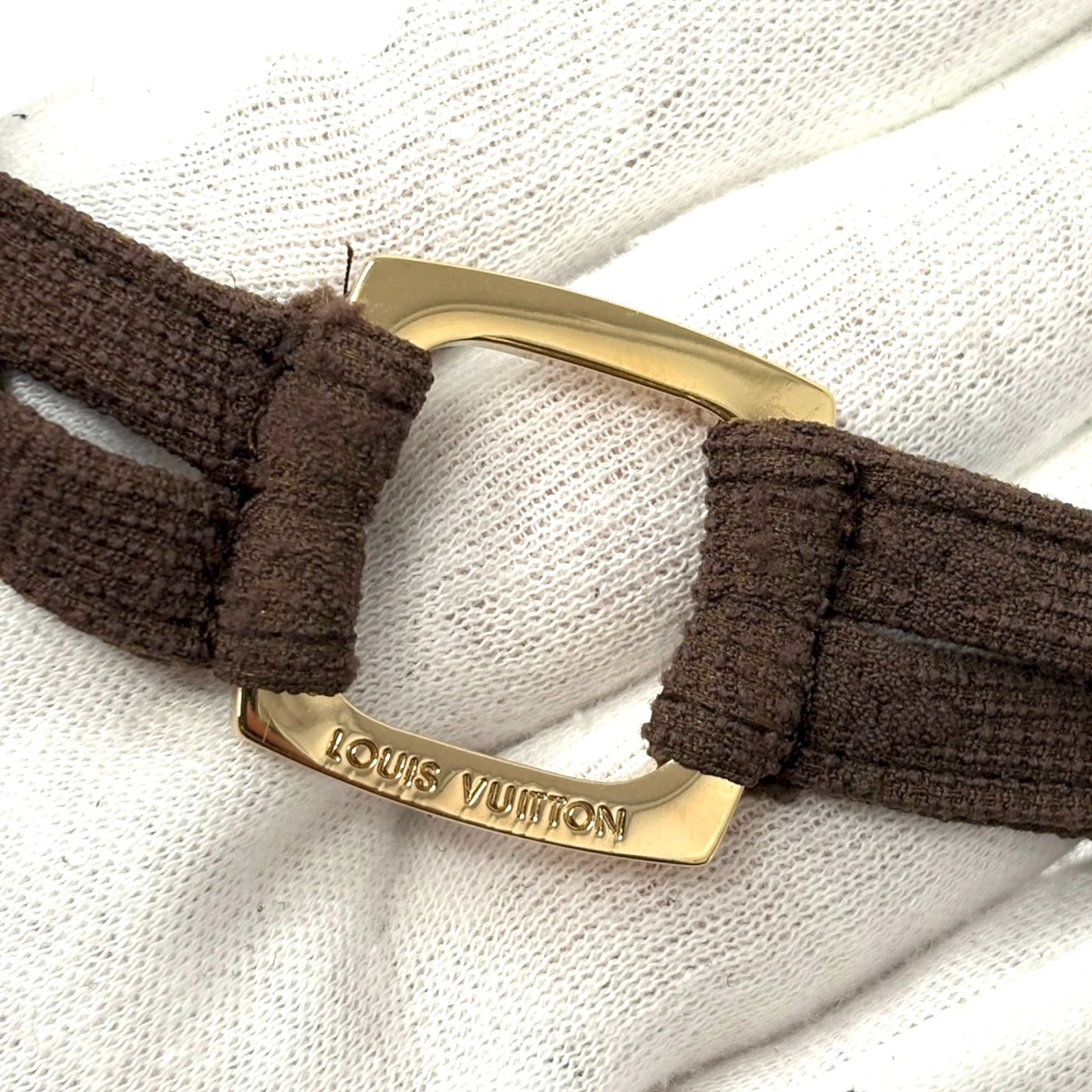 LOUIS VUITTON Vintage LV Logo Monogram Swimsuit Swimwear #36 Brown Gold Nylon