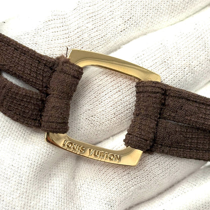 LOUIS VUITTON Vintage LV Logo Monogram Swimsuit Swimwear #36 Brown Gold Nylon