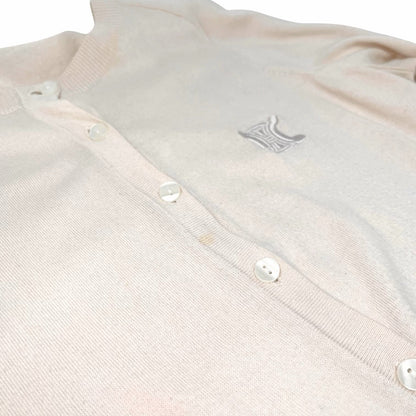 CELINE Vintage Macadam Logo Knit Cardigan Sweater Top Pink Beige 106919