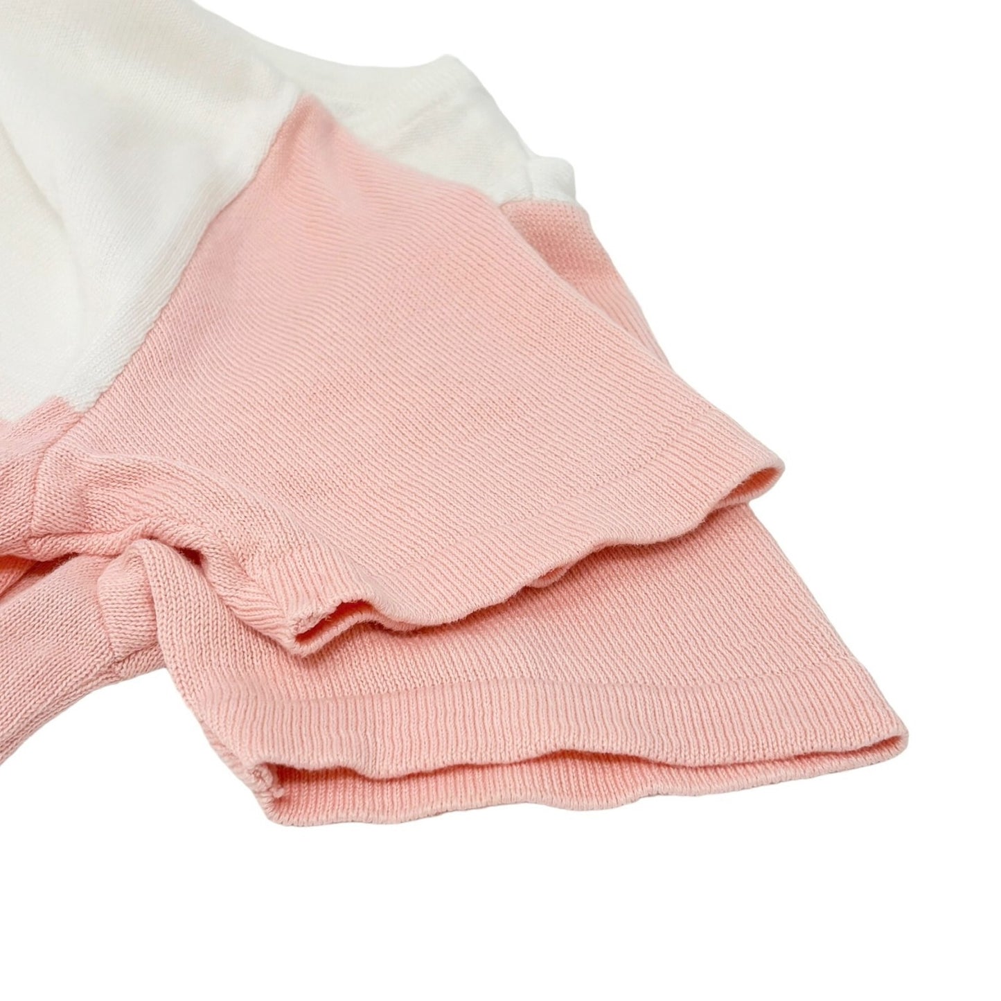 Courreges Vintage Logo Bicolor Knit T-shirt #9R Top Pink White Cotton Rank AB