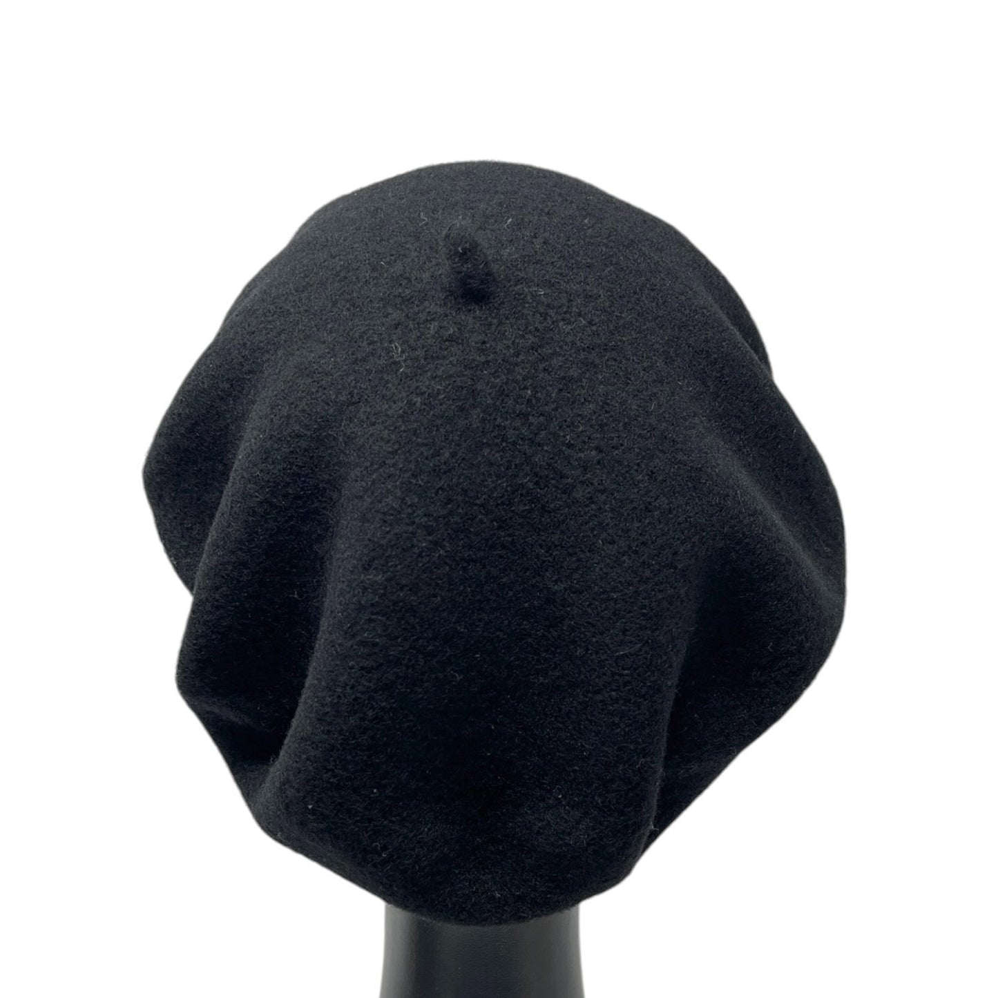 CHANEL Vintage CC Logo Beret Hat Black Fashion Accessory Wool Knit Cap 902224