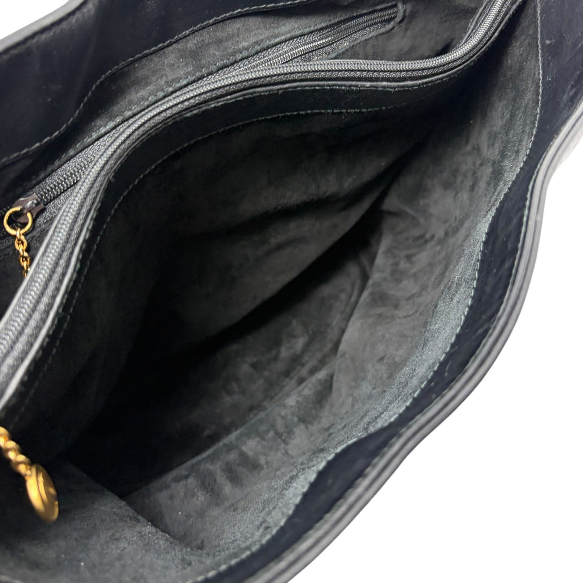 GUCCI Vintage Logo Horsebit Suede Bucket Shoulder Bag Black Gold 902395