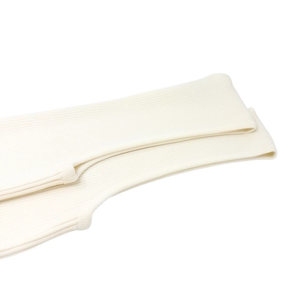 HERMES Vintage Logo Clou de Selle Button Rib Knit Tank Top #L White Gold Viscose