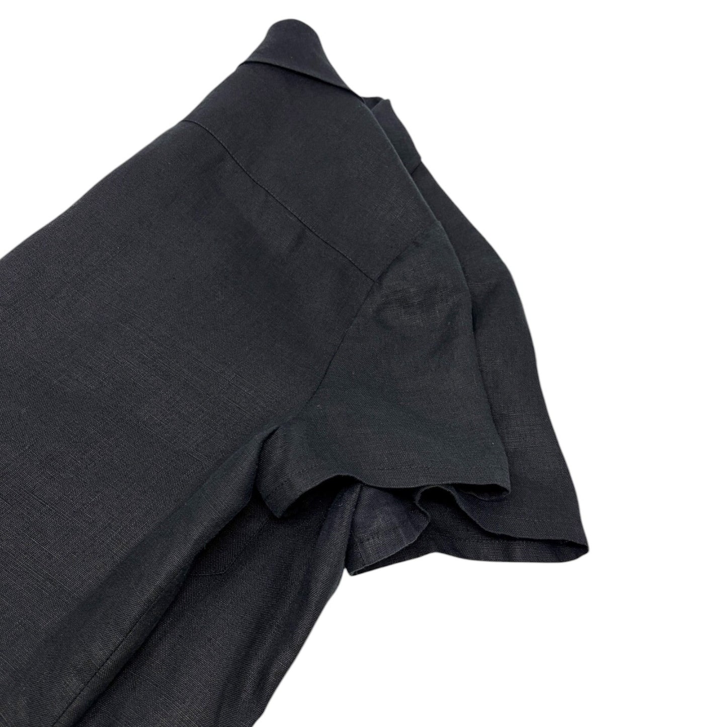 CHANEL Vintage 97P CC Logo Button Linen Shirt Dress One-piece #42 Black