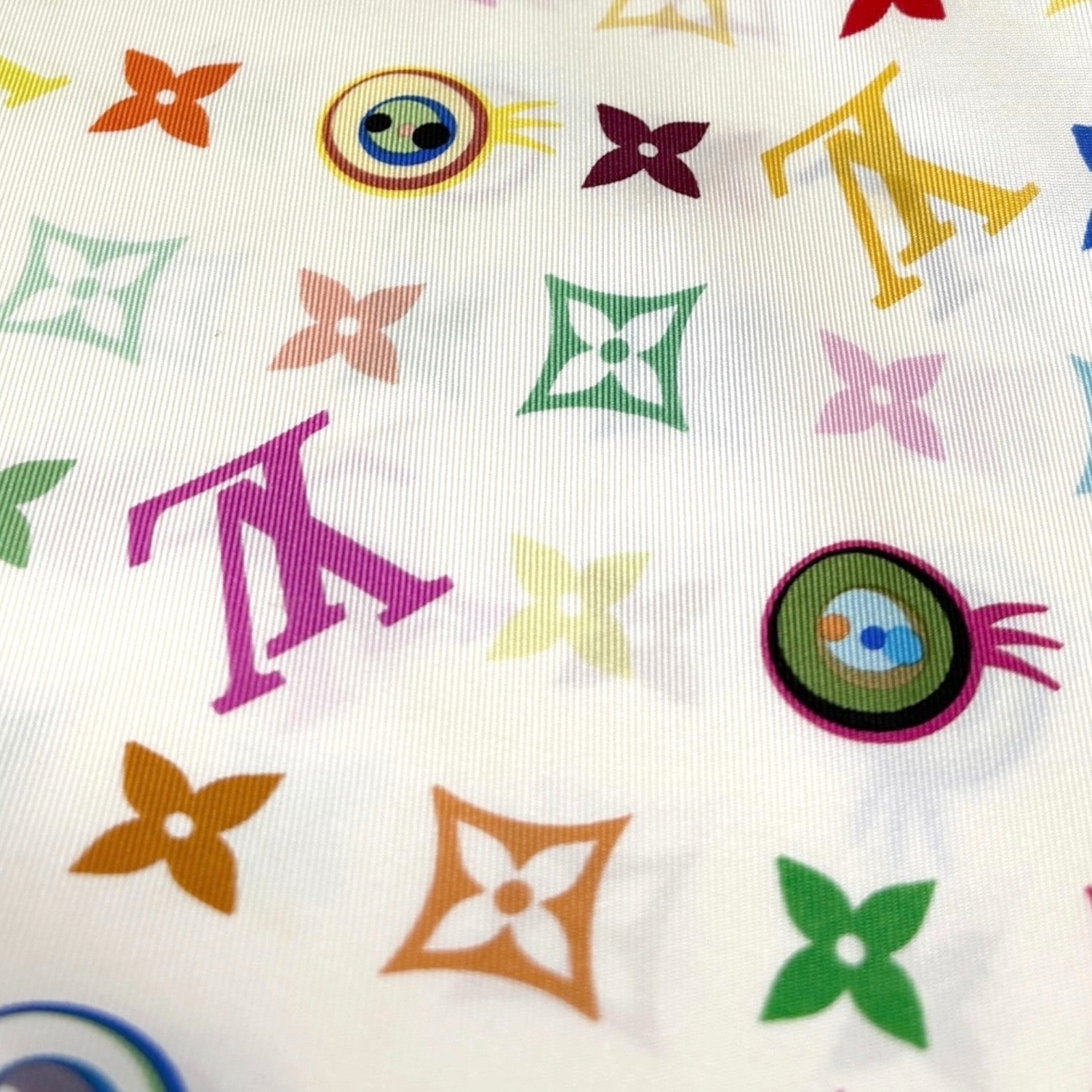 LOUIS VUITTON Vintage Eye Love Monogram Multicolor Logo Scarf Wrap Shawl