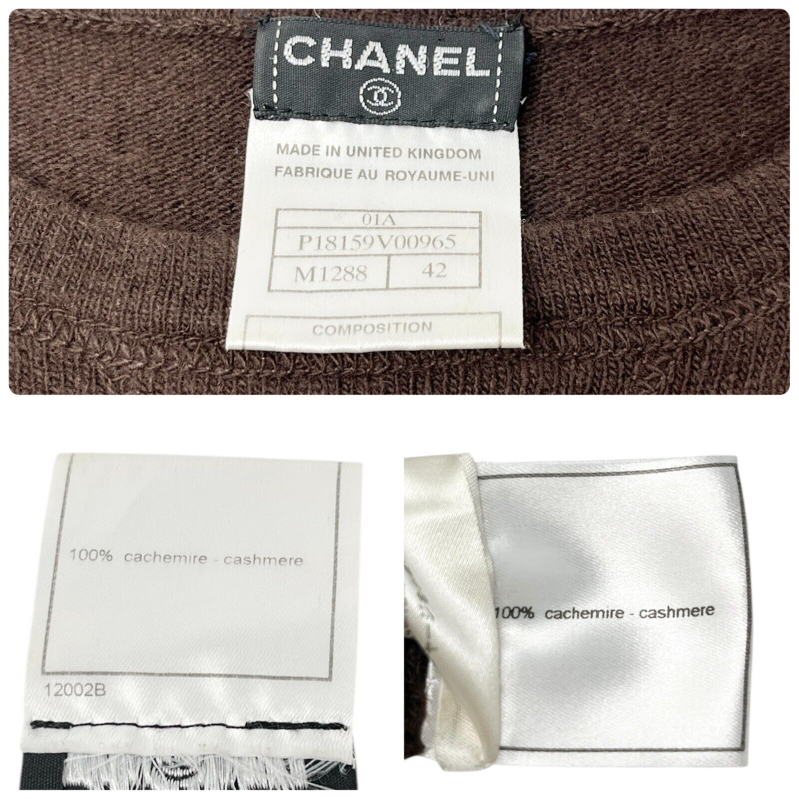 CHANEL Vintage 01A CC Mark Logo Knit Sweater Top #42 Brown Pink Cashmere