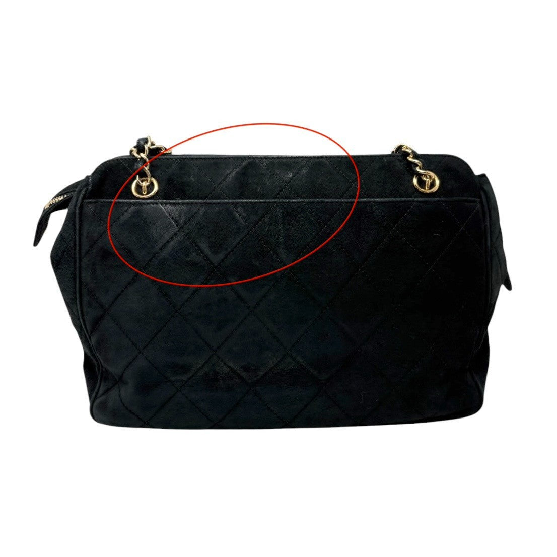 CHANEL Vintage CC Logo Quilted Chain Shoulder Bag Black Gold Suede 901890