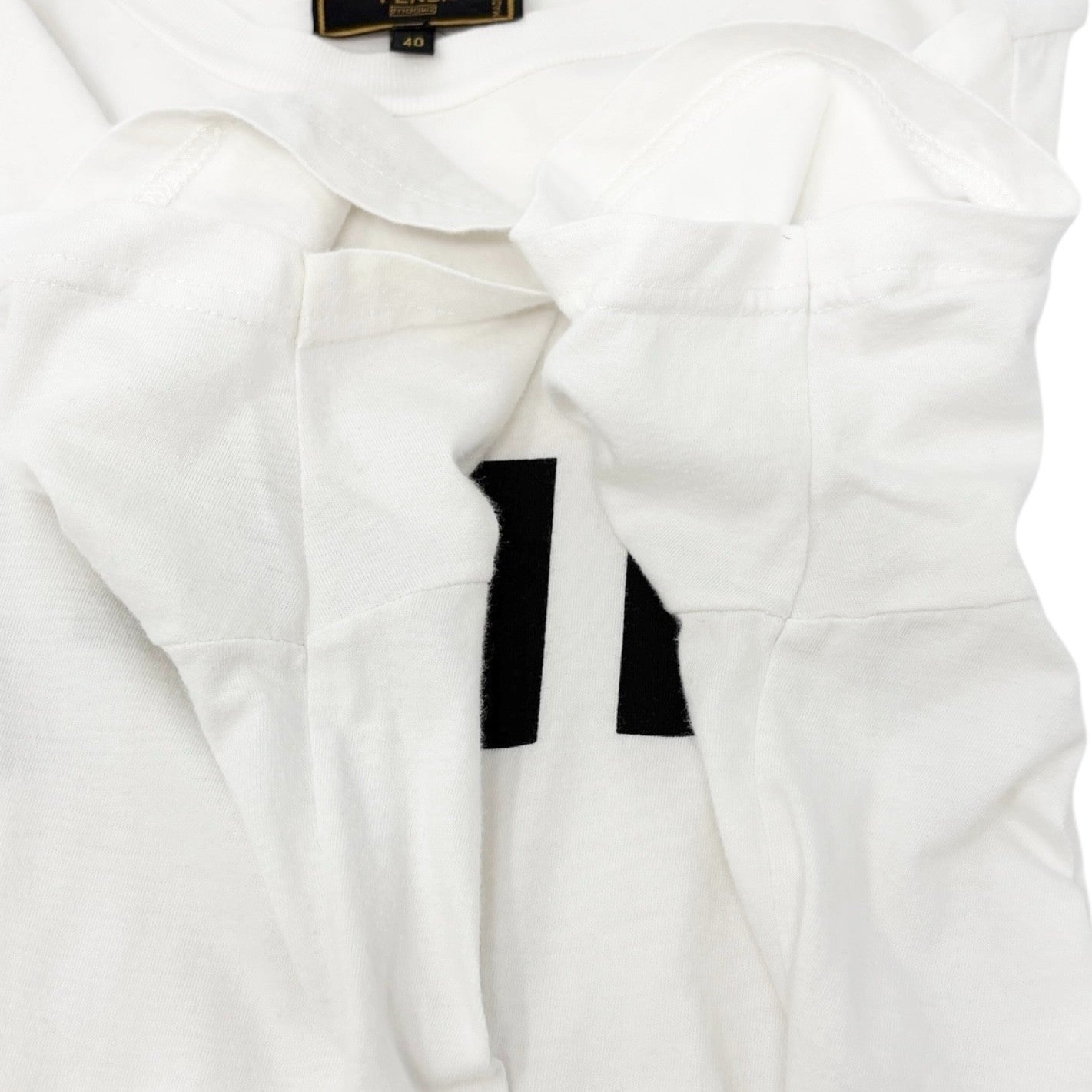 FENDI Vintage Big Logo T-shirt Top #40 White Black Cotton Short Sleeve