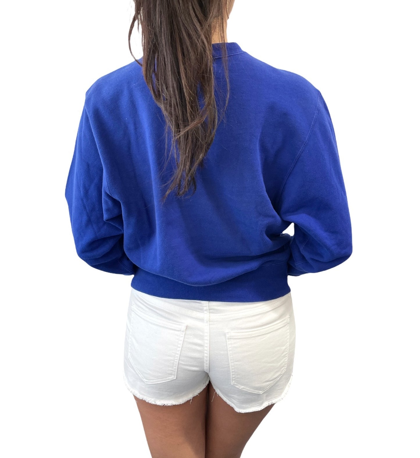 Yves Saint Laurent Vintage Embroidered YSL Big Logo Sweatshirt Top #M Blue