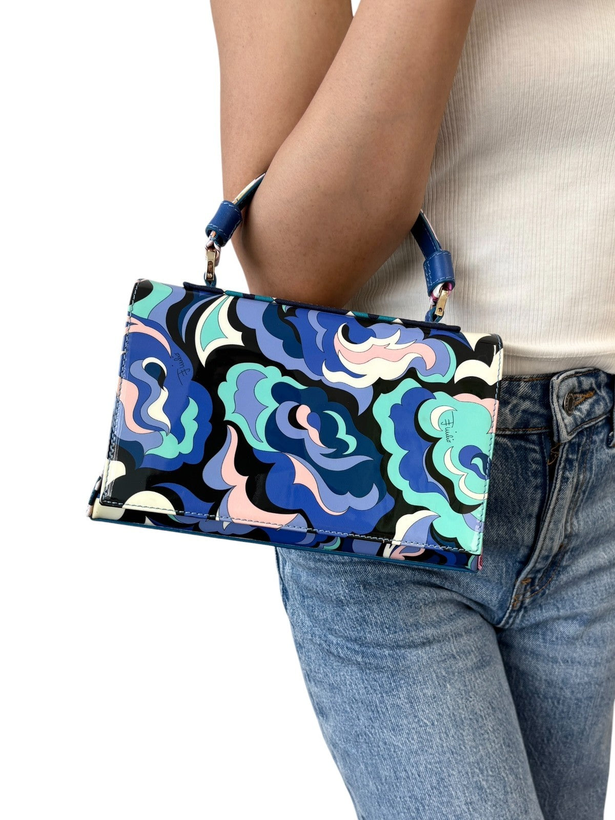 EMILIO PUCCI Vintage Logo Psychedelic Printed Multicolor 2way Bag Blue 902568