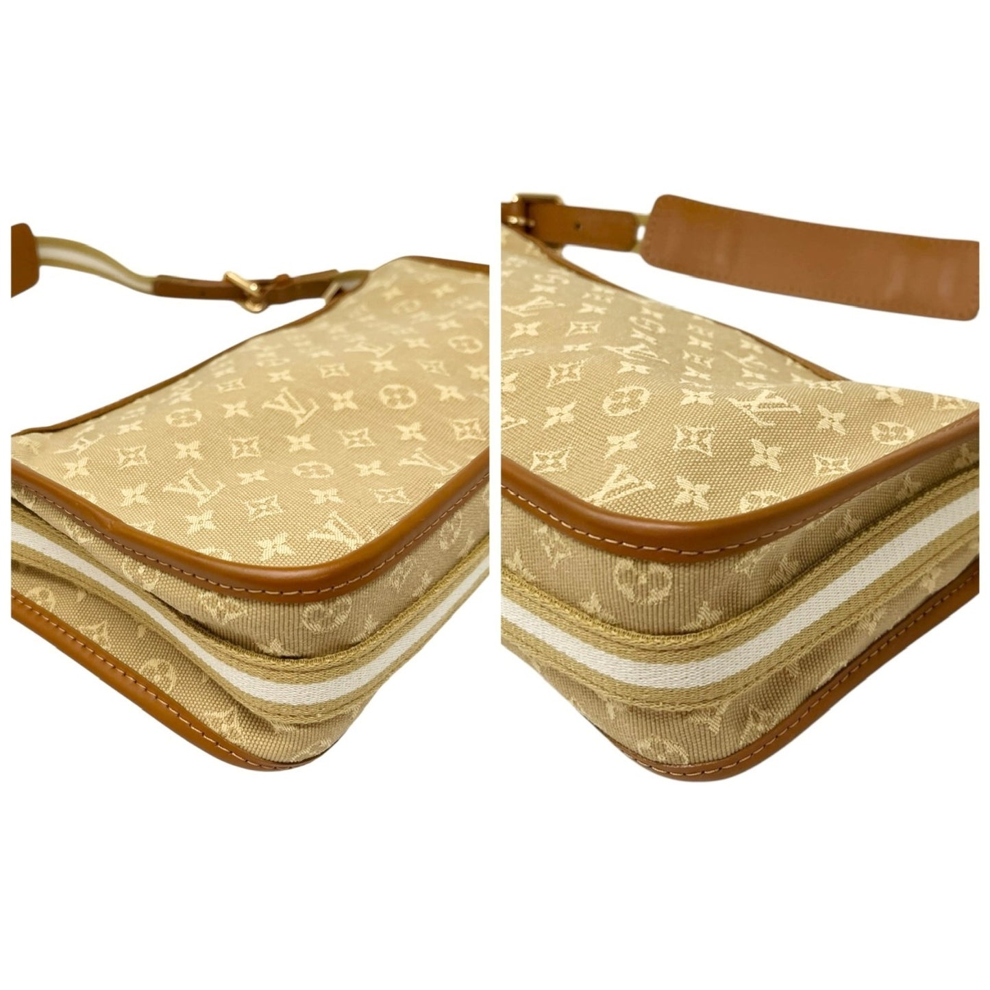 LOUIS VUITTON Vintage Logo Monogram Kathleen Pochette Shoulder Bag Beige Canvas