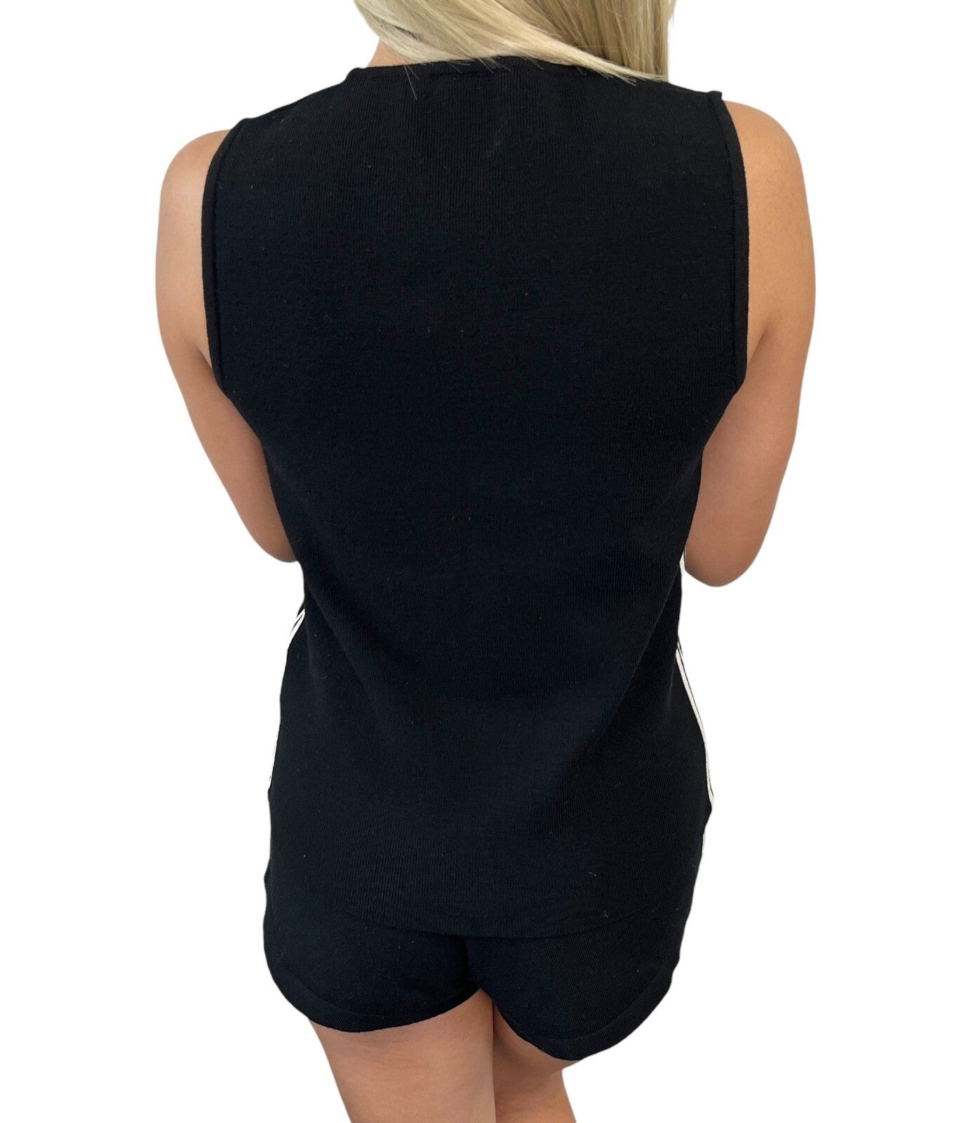 CHANEL Sport Vintage 04A CC Logo Knit Tank Top Shorts Set #42 Black Rank AB+