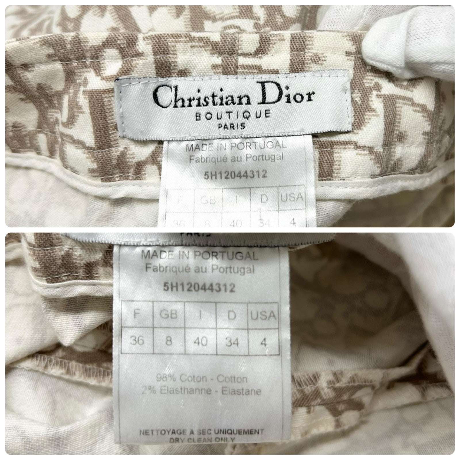 Christian Dior Vintage 2005 Trotter Monogram Pants Bottoms Zip #36 Brown Cotton