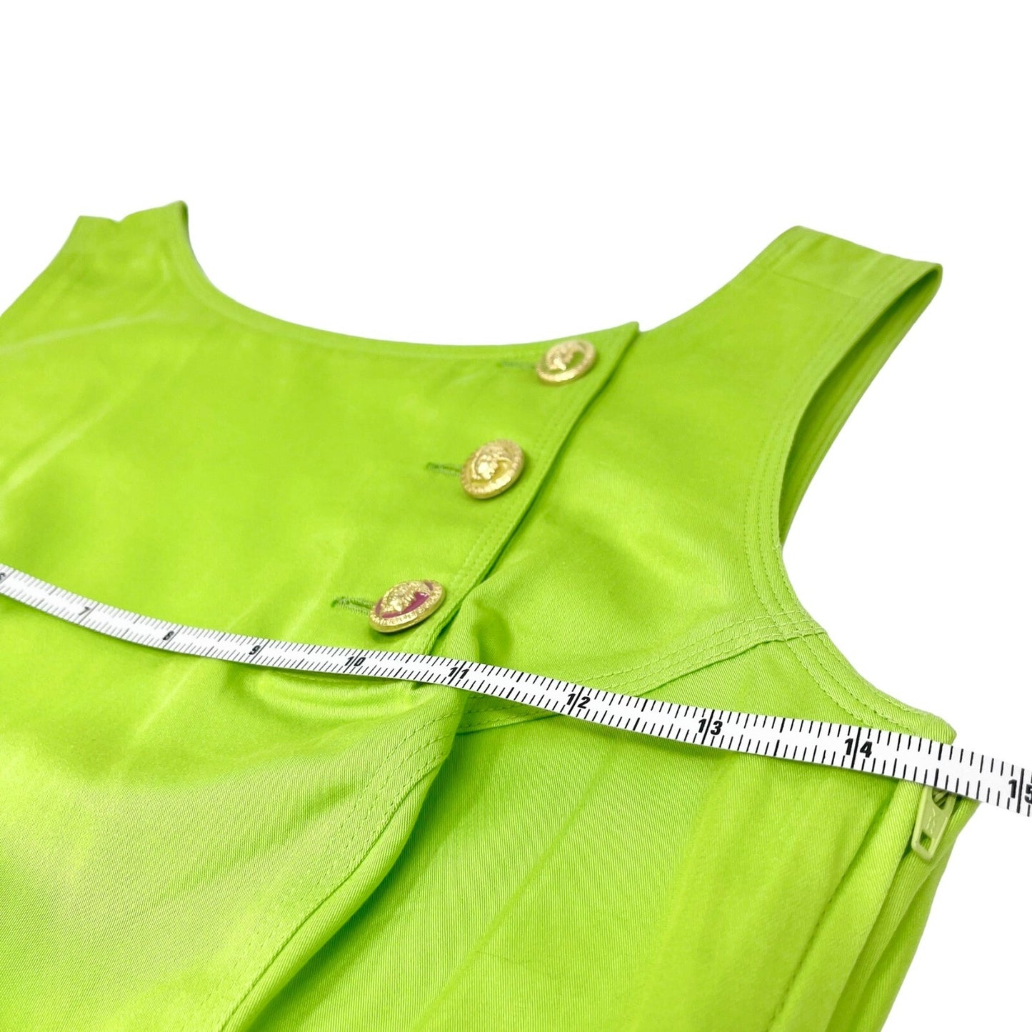 VERSACE JEANS COUTURE Vintage Dress #40 Multicolor Medusa Button Green Rank AB