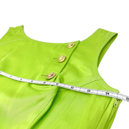 VERSACE JEANS COUTURE Vintage Dress #40 Multicolor Medusa Button Green Rank AB