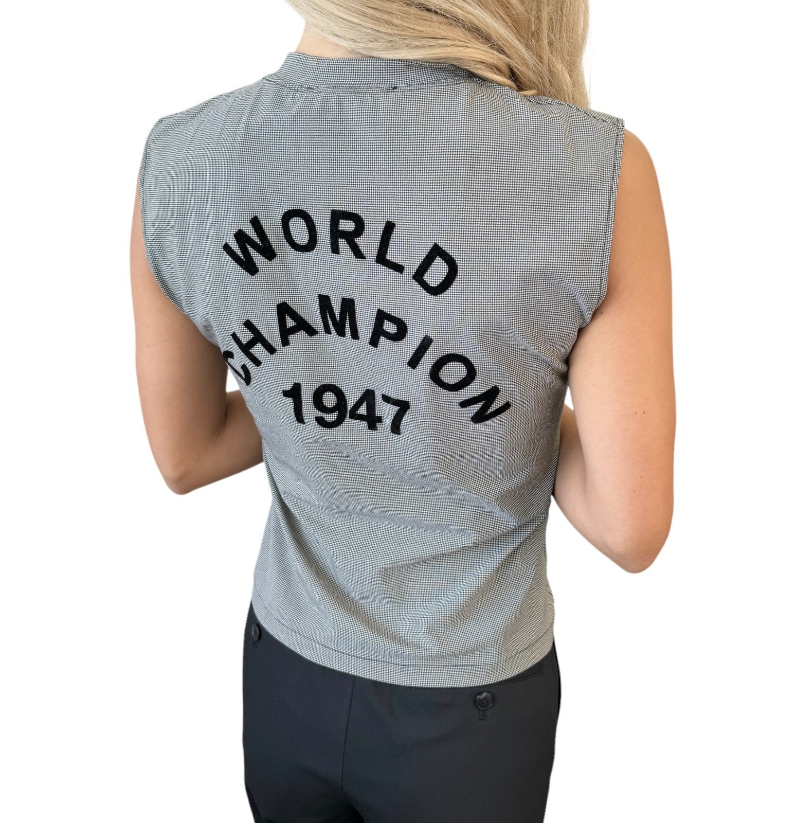 Christian Dior Vintage 2002 J'ADORE Logo Tank Top #36 Gray Black Nylon