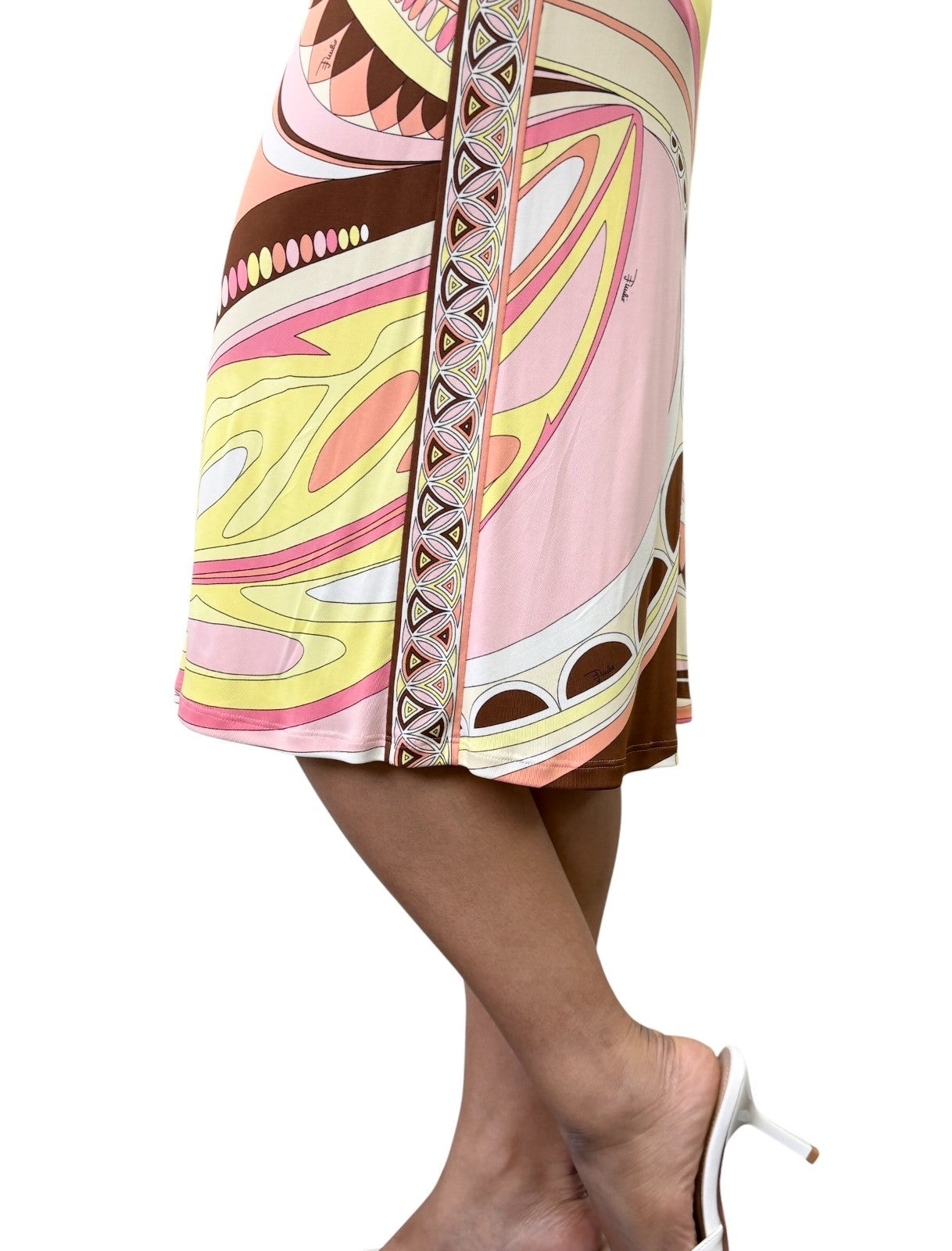 EMILIO PUCCI Vintage Multicolor Abstract Print Dress #38 Long Sleeve 902419