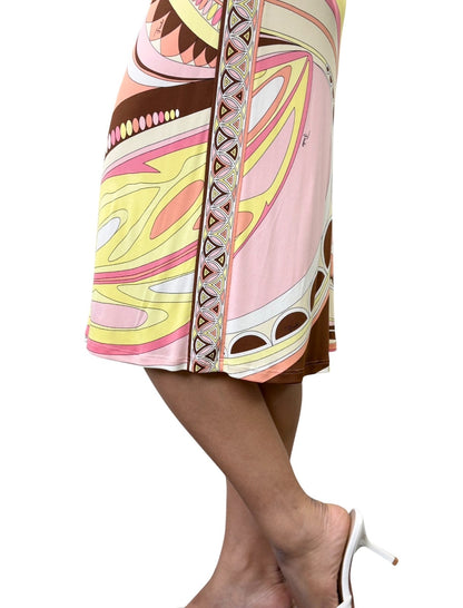 EMILIO PUCCI Vintage Multicolor Abstract Print Dress #38 Long Sleeve 902419